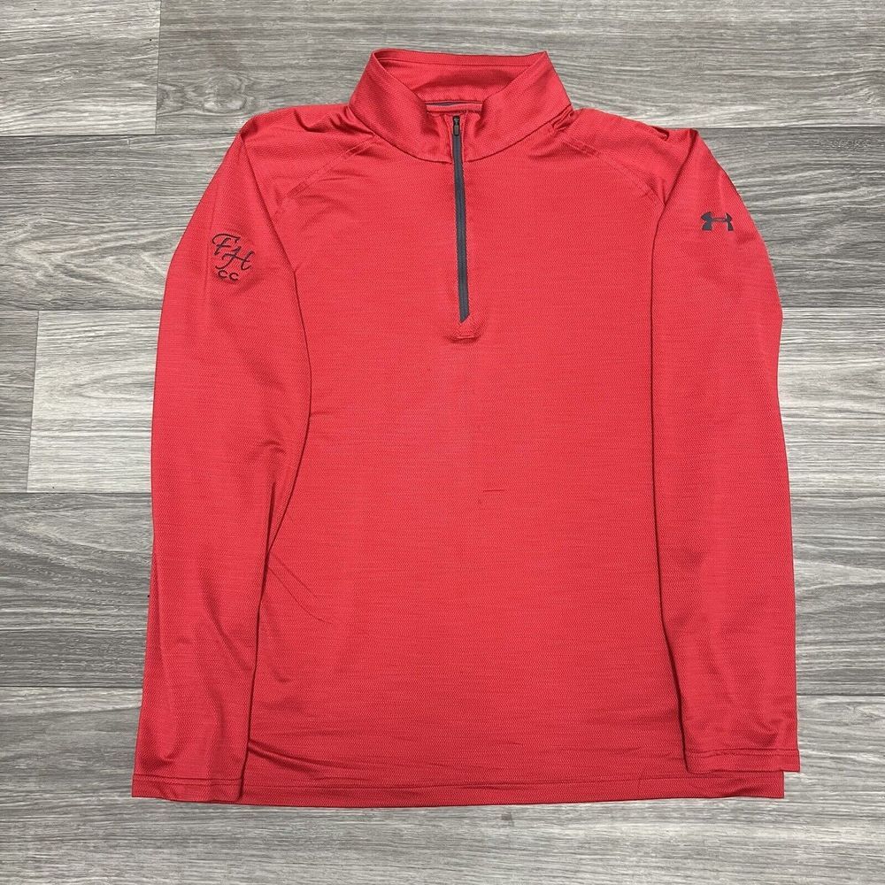 Under Armour Golf Sweatshirt Men Large‎ Red Country Club Long Sleeve Performance